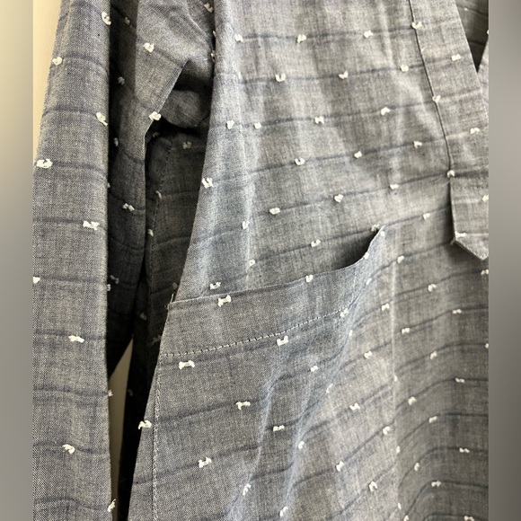 Derek Lam 10 Crosby Oversized Embroidered Dot Chambray Long Sleeve Top - Picture 3 of 10